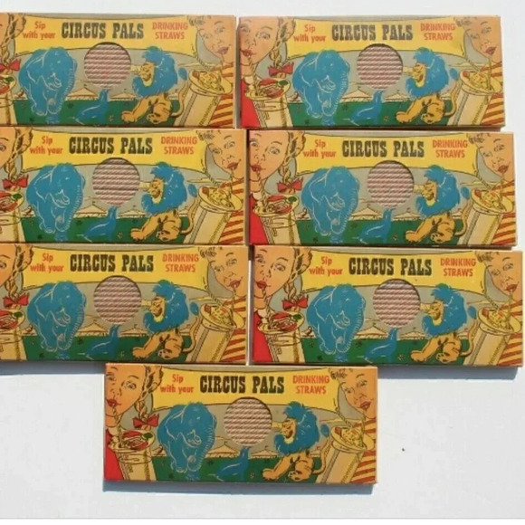 Vtg 7 Circus Pals Drinking Straws / Cut Out Toy (Jo-Jo, Maxie) Selling Display - Picture 5 of 5